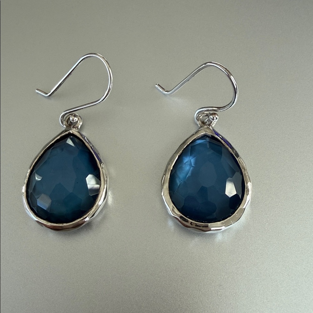 Ippolita Wonderland Earrings Teardrop Doublet Sterling Silver & Deep Blue Stone - Picture 3 of 12